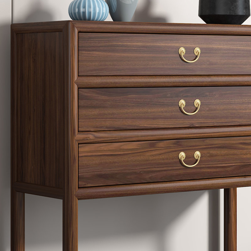 Armoire classique à trois tiroirs en bois massif, H 38,58 po x l 26,77 po x P 14,96 po