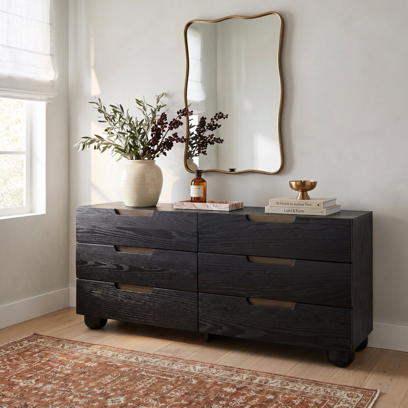 Ernest Beethoven Wood 6 Drawer Dresser, Black