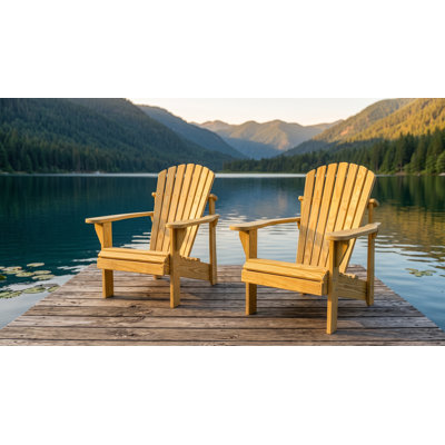 Classic American Adirondack Chair Set, Premium Pressure Treated Pine Perfect for Outdoor, Deck, and Patio Seating. 100% Made in the USA