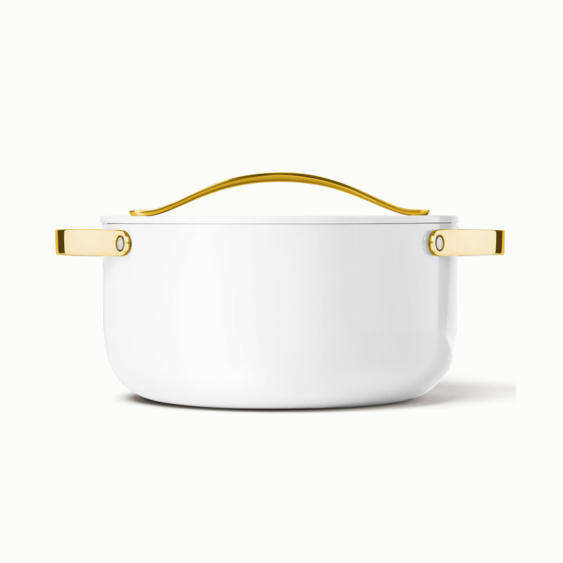 Caraway 6.5qt Iconics Nonstick Ceramic Dutch Oven, Black/Gold, White/Gold