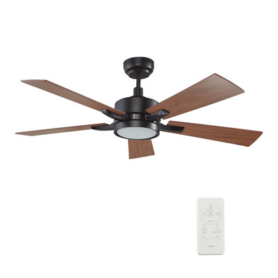 Ventilateur de plafond standard à DEL à 5 pales de 52 po avec télécommande et ensemble d'éclairage inclus.