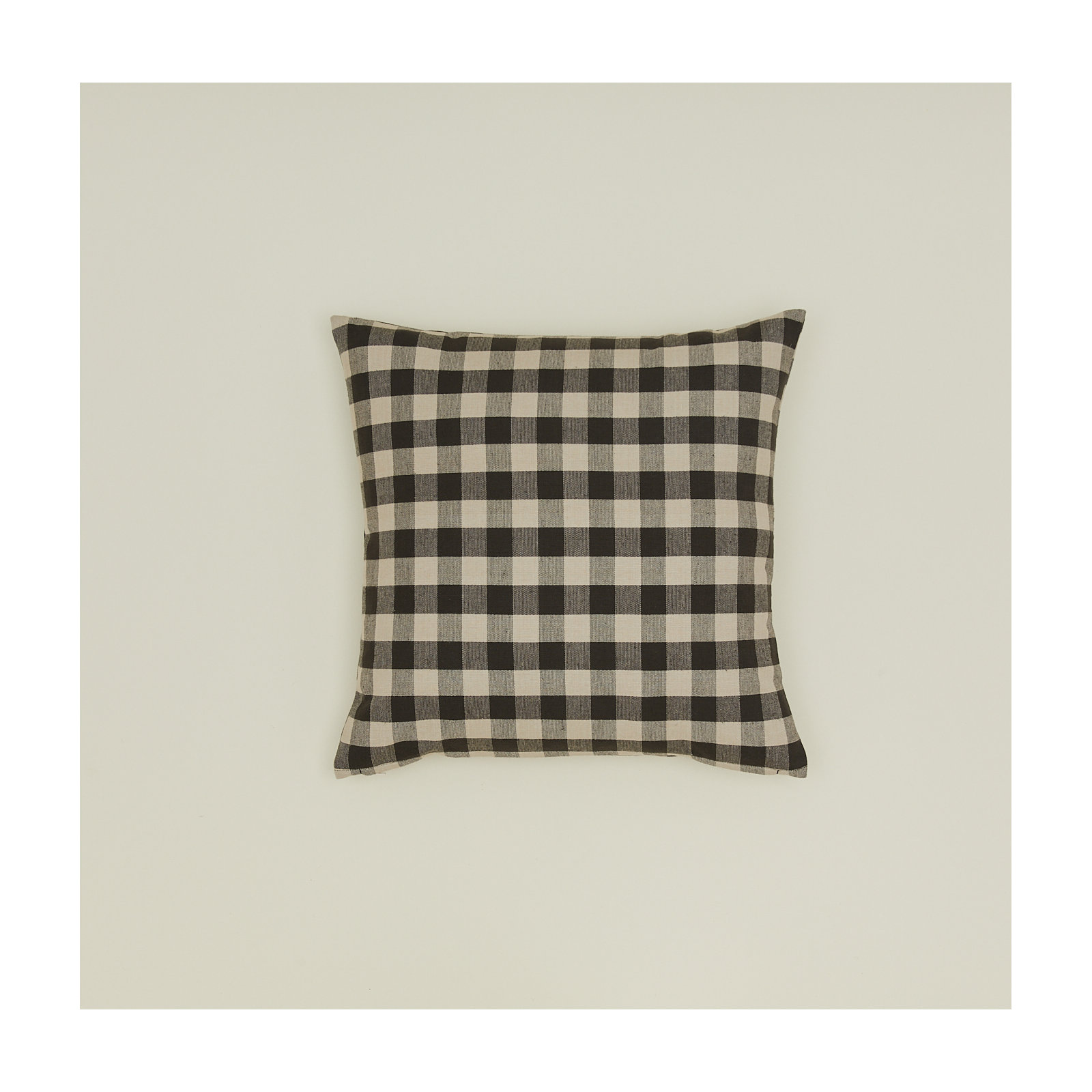 Essential Gingham Cotton Throw Pillow, Black/Light Gray