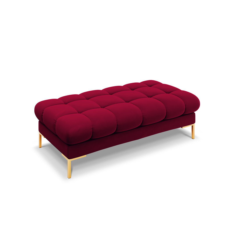 Asbell Polyester Upholstered Bench, Red, Gold