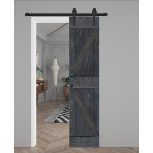 K Style Solid Wood Sliding Barn Door with Hardware Kit- Assembly Needed