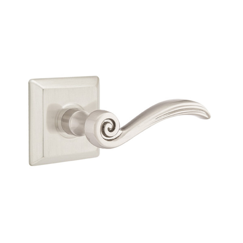 Elan Wave/Drop Passage (Hall & Closet) Door Lever with Square Rosette, Right, Satin Nickel