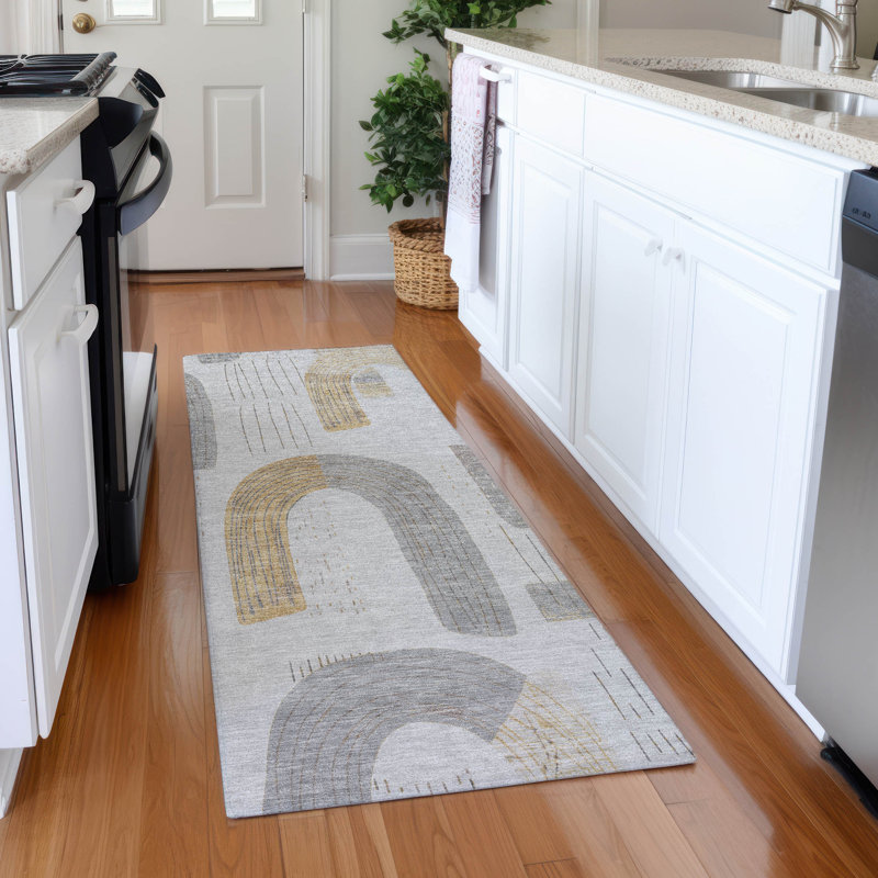 Premium Machine Washable Mehara AMF1698 Geometric Rug, Runner 2'3" x 7'6"