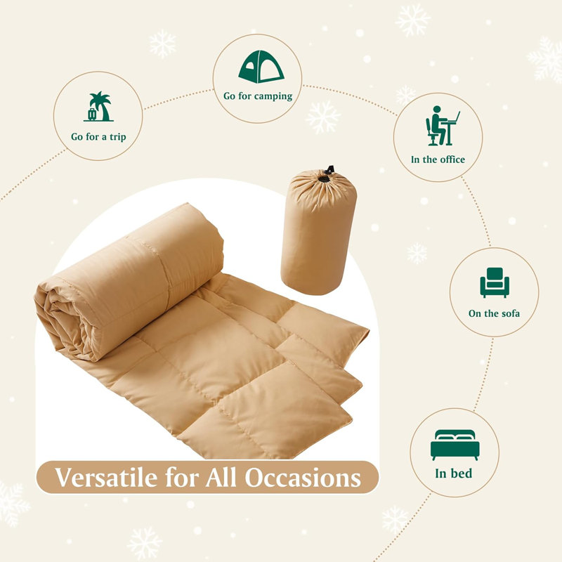 Packable Down Throw Blanket for Couch