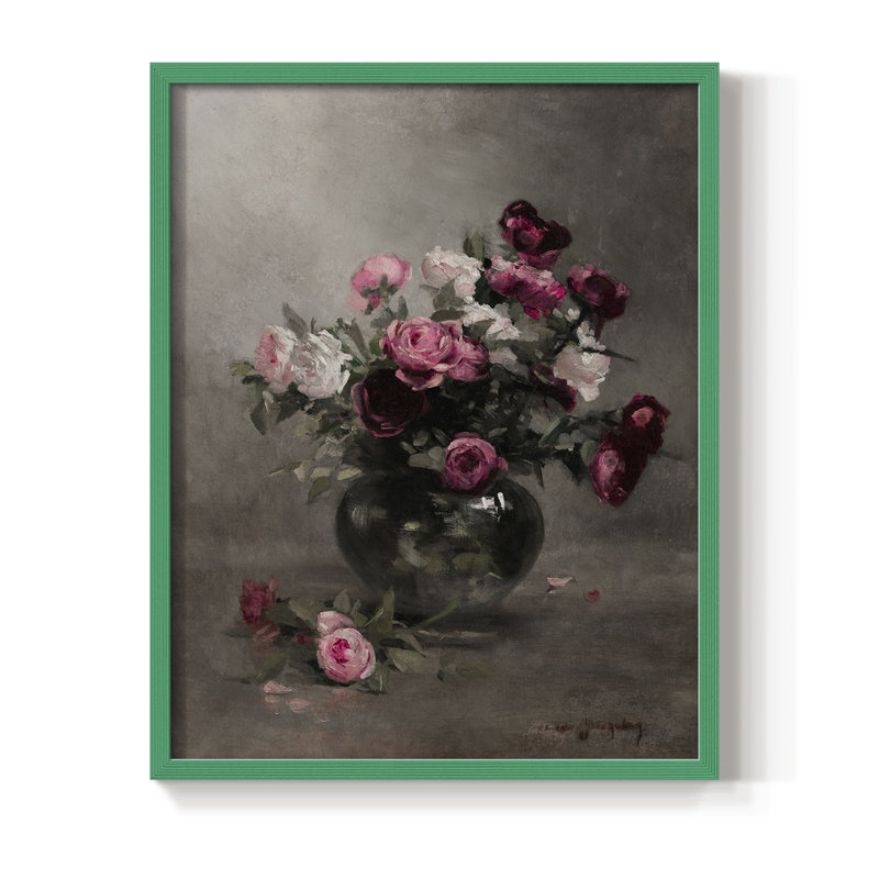 Vintage Floral Print CCLVII Framed Print - Solid Wood, H 15 po x l 12 po, Vert