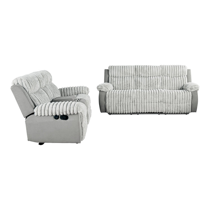 Ensemble de canapé inclinable manuel 2 pièces Shirlene, Gris