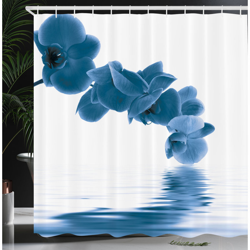  Rideau de douche avec crochets inclus, H 75 po x l 69 po, Bleu mer