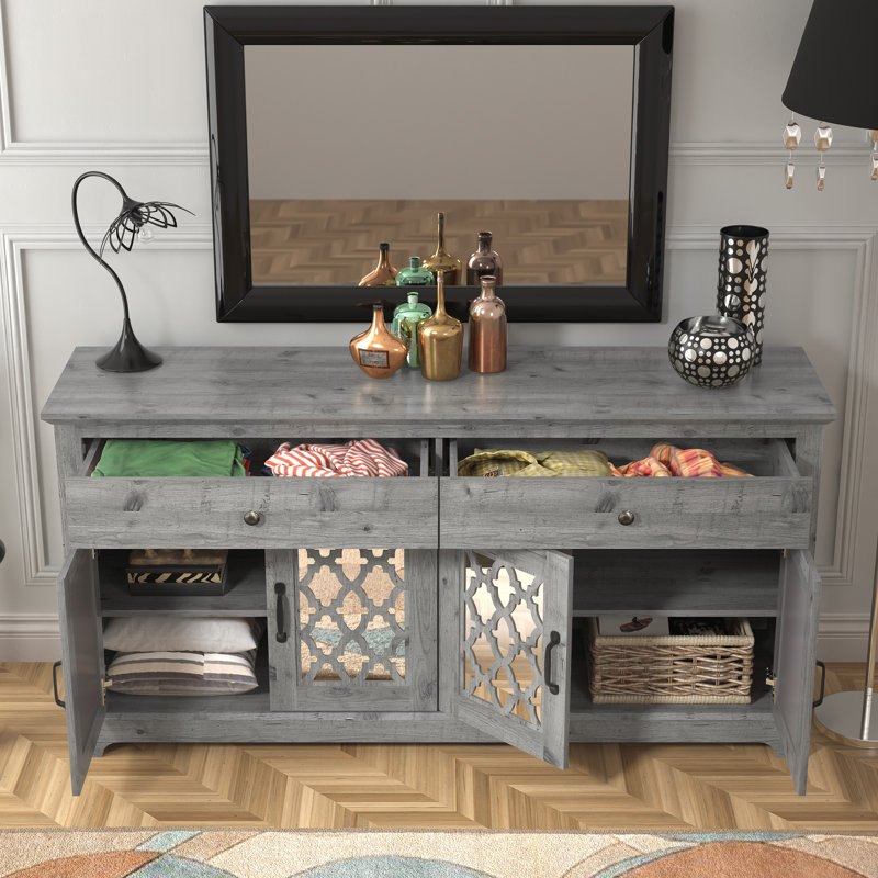 Buffet 2 tiroirs Blaire, Mauresque, Gris mexicain