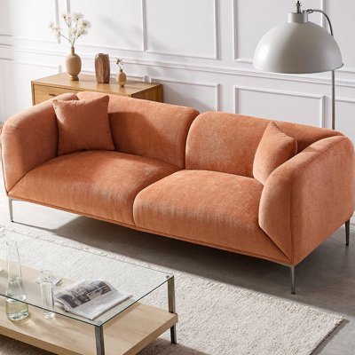 82.66" Modern Upholstered Sofa for Living Room, 3-Seater Family Couch with High-Density Foam Cushions & Solid Wood Frame, Curved Backrest Design for Movie Nights and Reading Hours