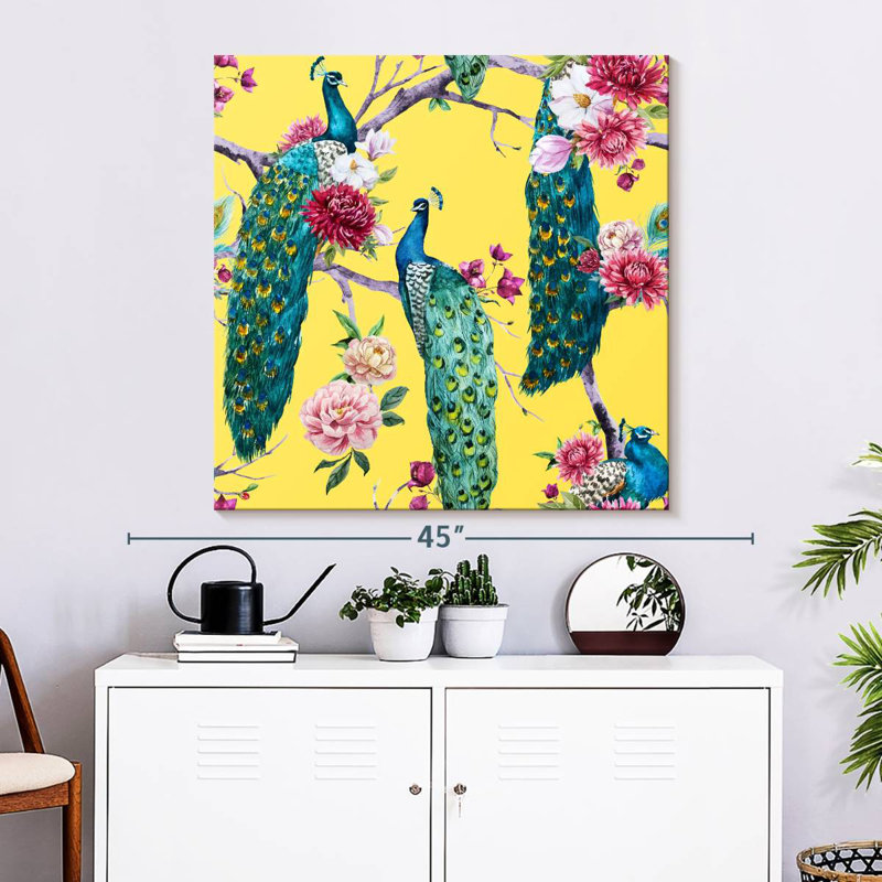 Crowle Elegant Peacocks, 33" H x 33" W