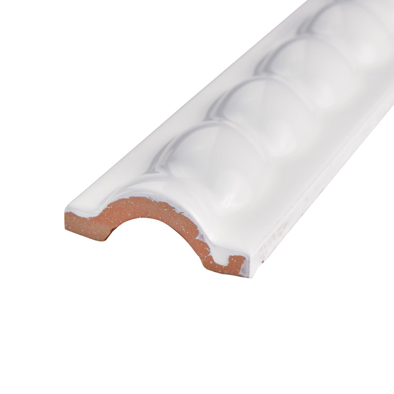 Trenza Grand 2" x 7-7/8" Glossy Ceramic Mudcap Wall Tile Trim in White