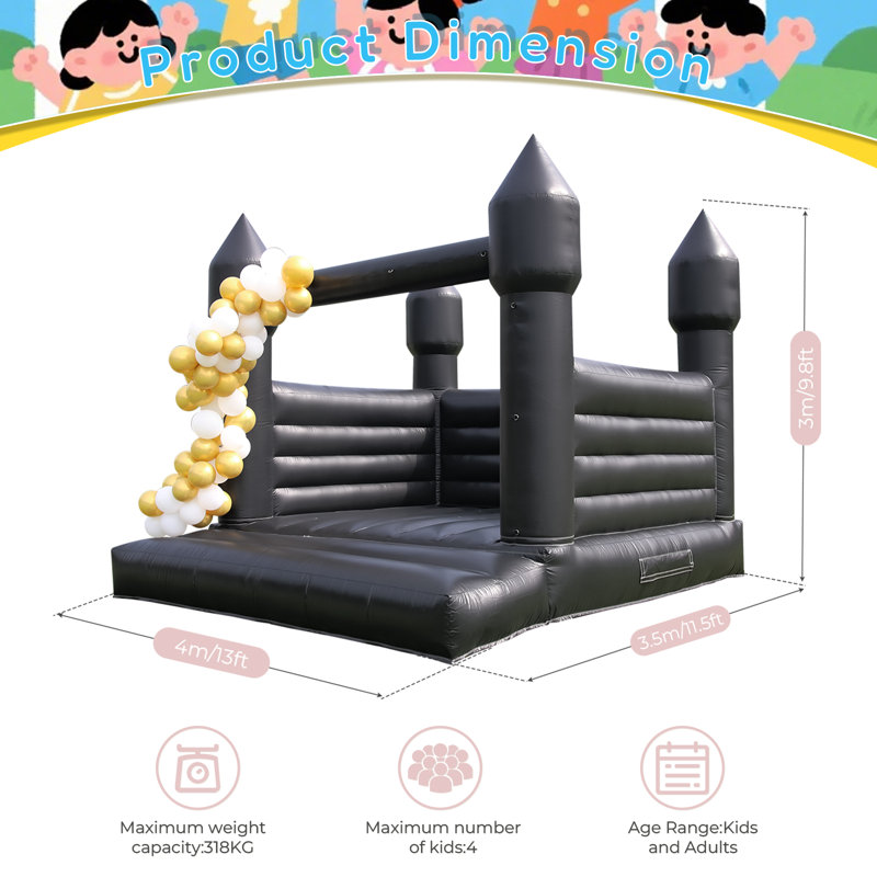 Château gonflable de 13 pi x 11,5 pi avec souffleur gonflable et décorations gonflables en PVC pour sauter à l'anniversaire d'Halloween