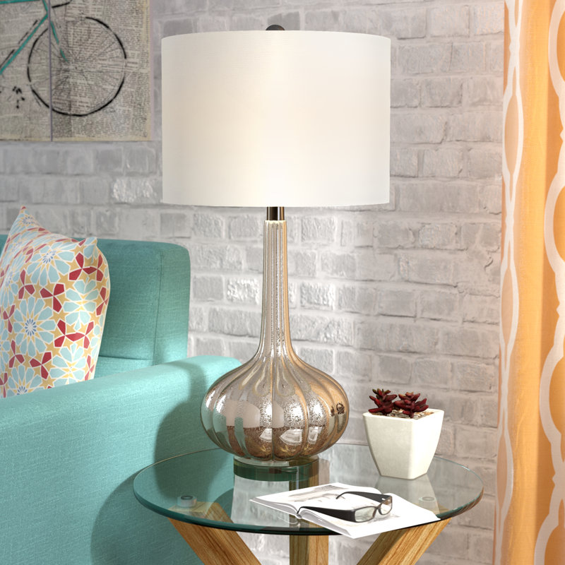 Brailee Mercury Glass Table Lamp, Silver