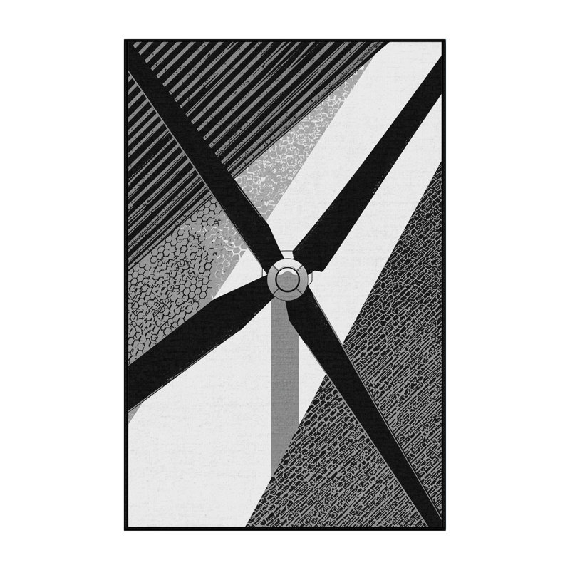 Tapis gris et noir à motif géométrique lavable à la machine Pavni, 7 x 10