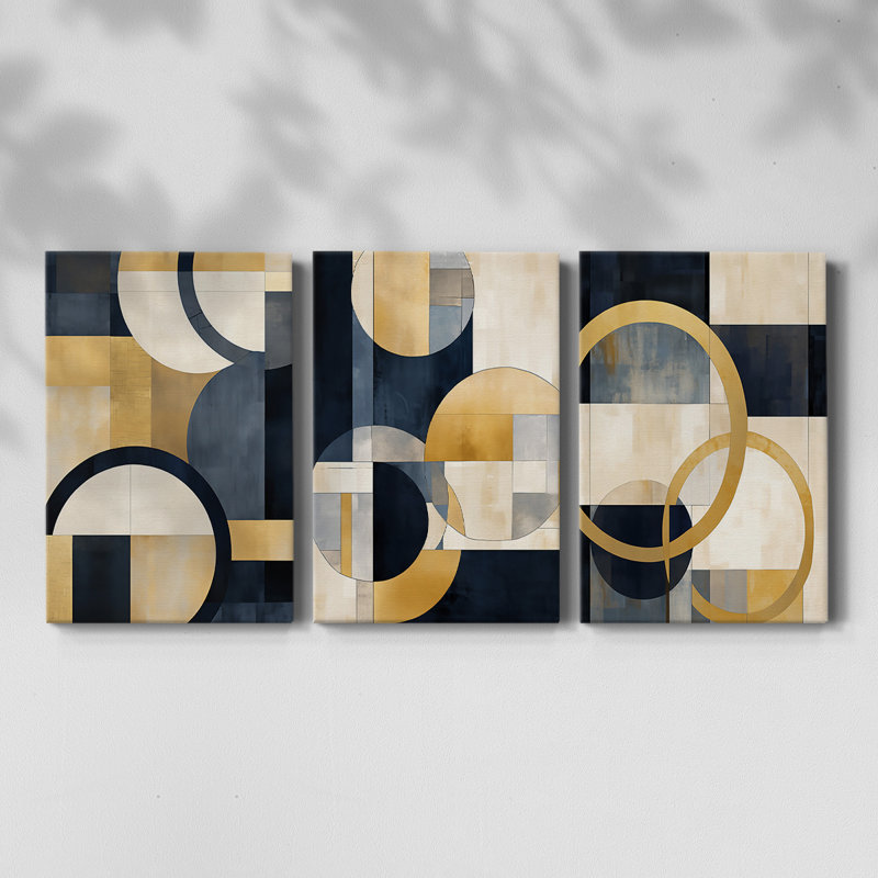 ABSTRACT Series DLXII - Toile tendue sur mesure - 3 pièces, H 12 po x l 24 po