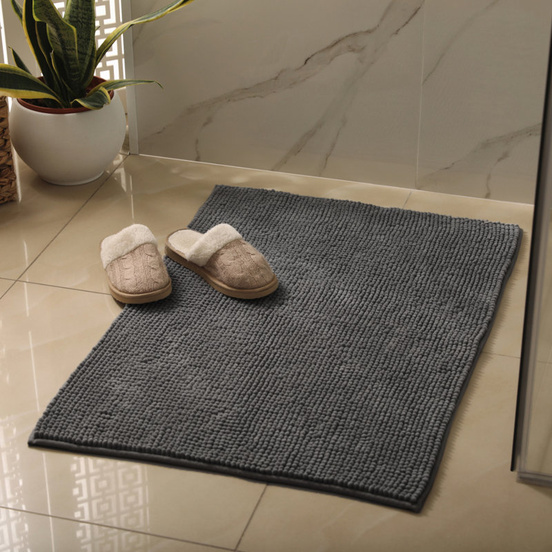 Centreville Chenille Non Slip Bath Mat, 80cm L x 50cm W, Charcoal