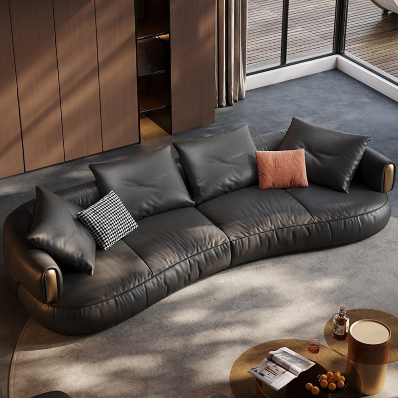 Black Creative Casual Sofa, 26.77" H x 110.24" W x 49.21" D, 4