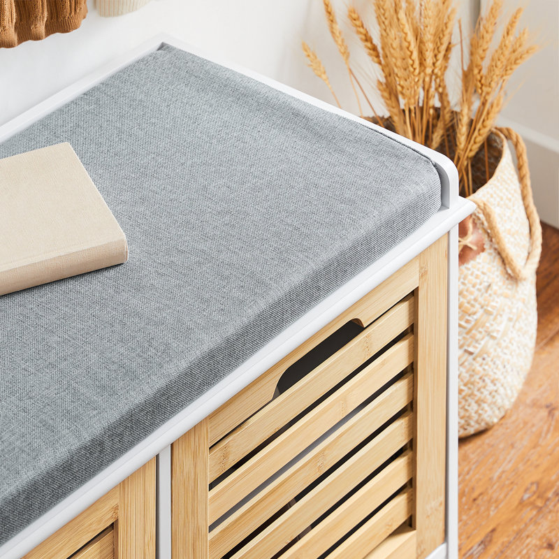 Kari Polyester Upholstered Storage Bench, Brown