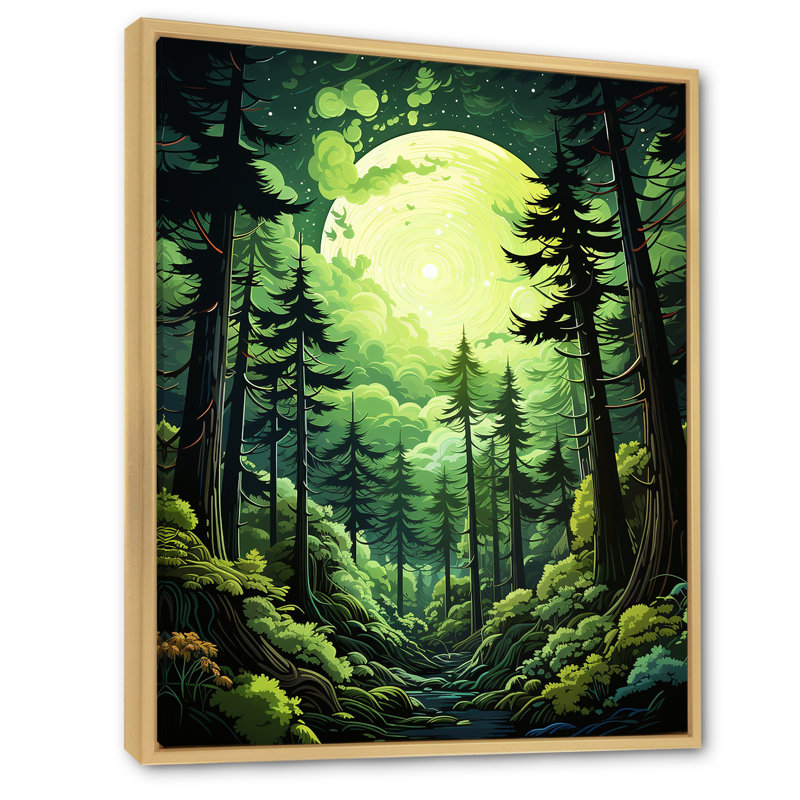 Neon Green Redwood Trees Forest - Tree Redwood Wall Art Prints, Cadre naturel flottant, H 44 po x l 34 po x P 1,5 po