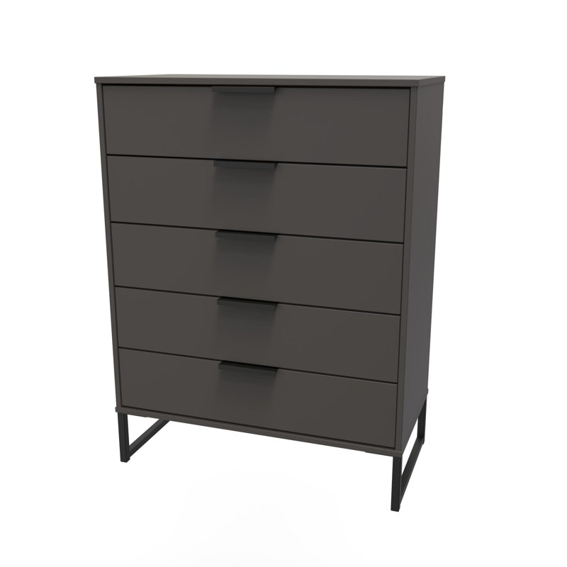 Turah 77cm W 5 - Drawer Chest of Drawers, Graphite