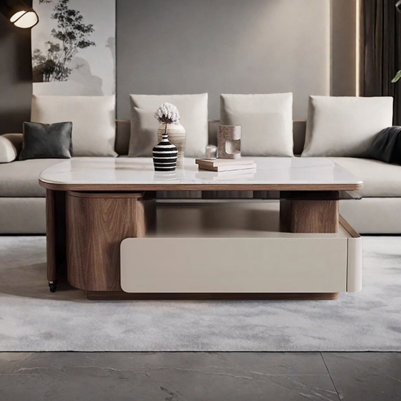 Microcrystalline retractable coffee table