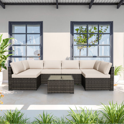 Riven Two Piece Weather Resistant Outdoor Swivel Patio Chair Set with Soft Thick Cushions, Comfortable Rotating Lounge Armchairs for Porch Backyard Garden Deck