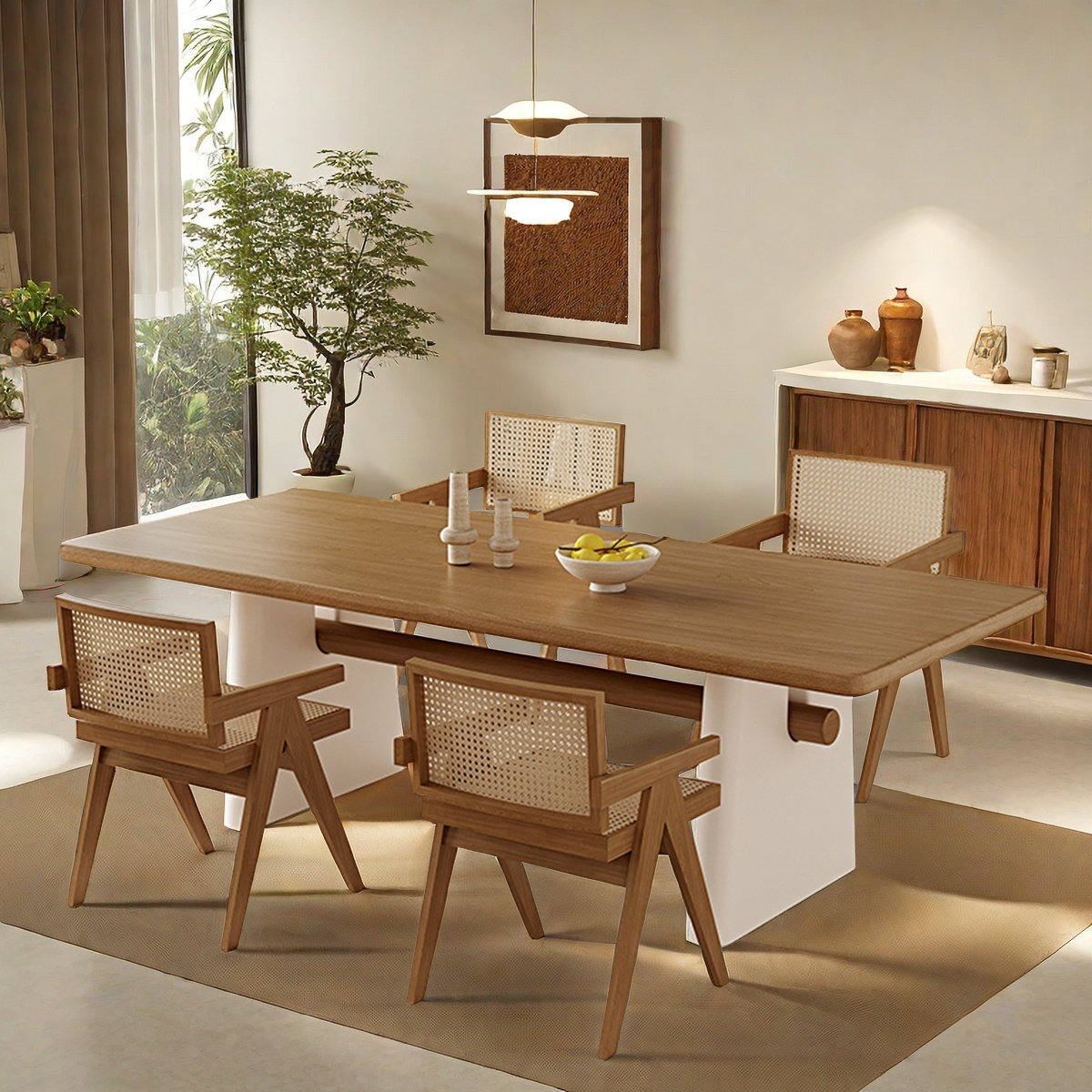 HEshihome Simple Rectangulanr Solid Wood Dining Table Sets | Wayfair
