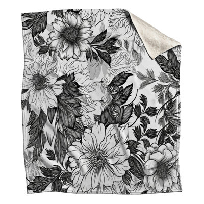 Couvertures à motif floral noir et blanc