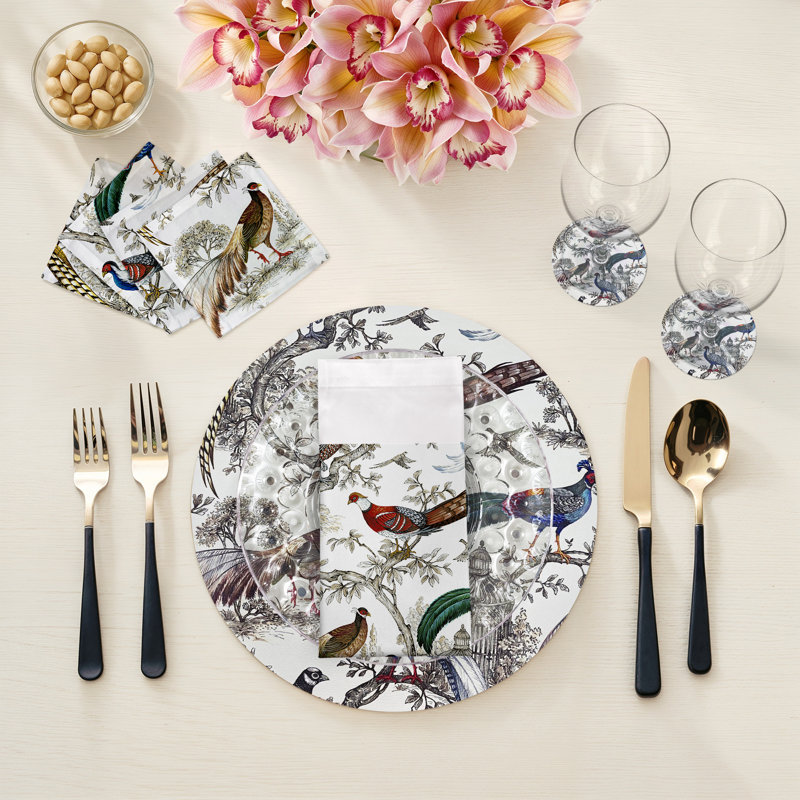 Sous-verres ronds en cuir végétal, Blanc