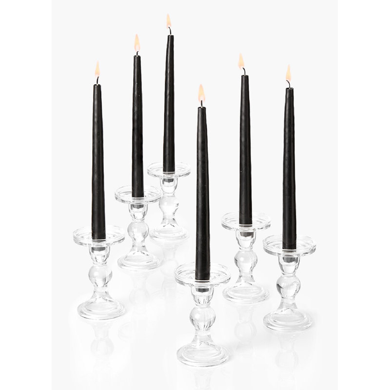 6 Piece Glass Tabletop Candlestick Set, 5.5" H x 3.25" W x 3.25" D