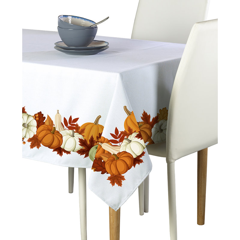 Elwood Pumpkin Border Tablecloth, 120" L x 60" W