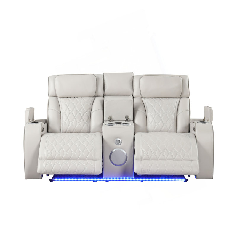 Causeuse inclinable de style moderne Fortuner en bois avec fonction de massage incluse, Beige