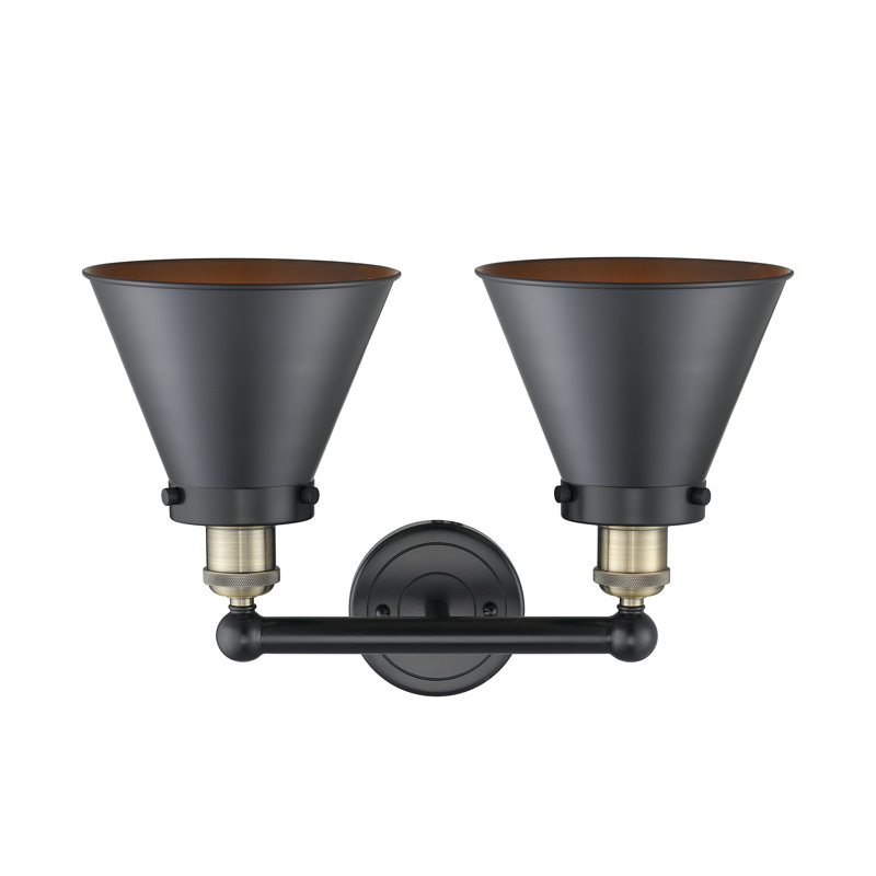 Éclairage pour meuble-lavabo à 2 lumières à intensité variable Stengel, Noir mat, Noir/laiton antique