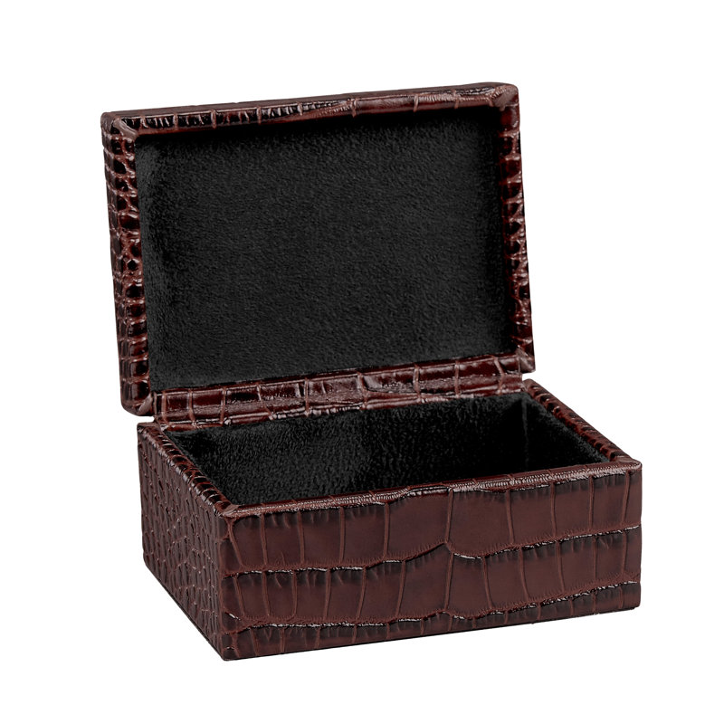 Graphic Image Small Box, Leather, Brown Croc