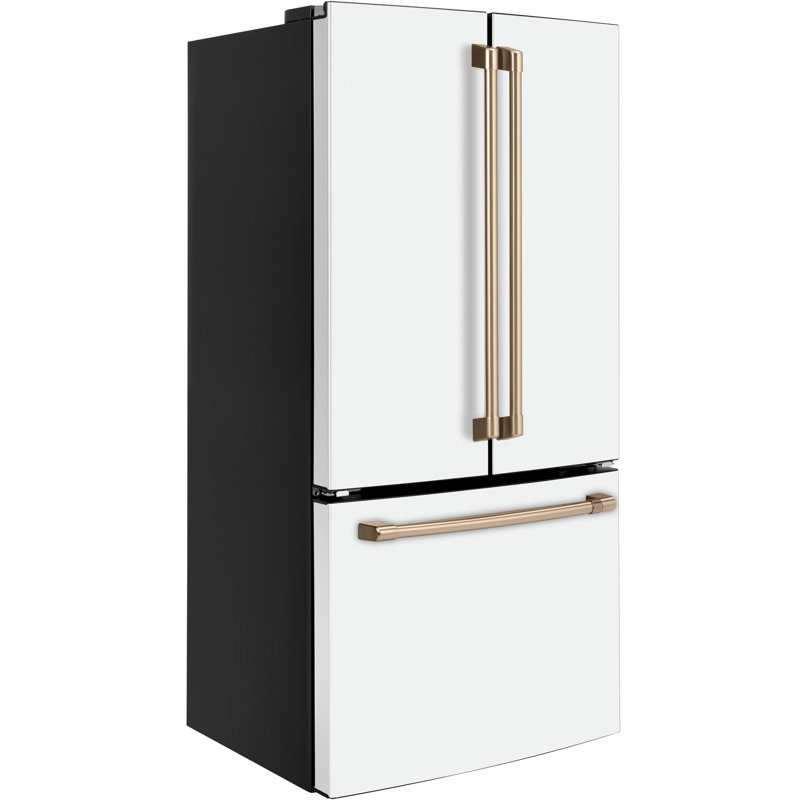 33" Counter Depth French Door 18.6 cu. ft. Smart ENERGY STAR Refrigerator, Matte White/Brushed Bronze