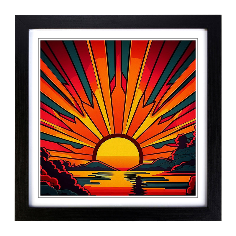 Sunrise Pop Art - Single Picture Frame Print on Wood, Black