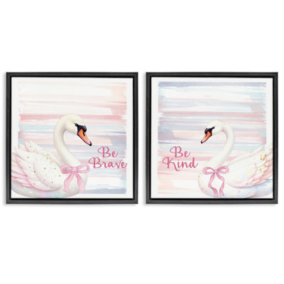 Ensemble de cadres flottants Be Brave & Kind Pastel Swan 2pc, design par Kim Allen