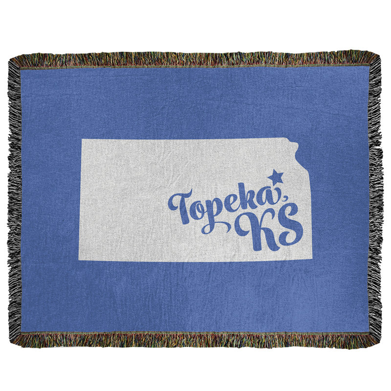 Jeté en coton tissé topeka kansas, l 50 po x L 60 po, Bleu
