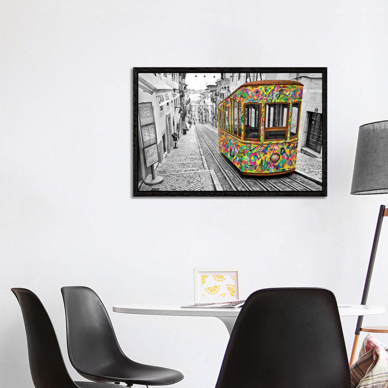 Lisbon Tram by Ben Heine - Print on Canvas, 101.6 cm H x 66.04 cm W, Black Framed