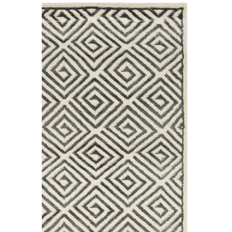 Tapis géométrique en laine et viscose noué à la main Mosaic, Rectangle 5 pi x 8 pi