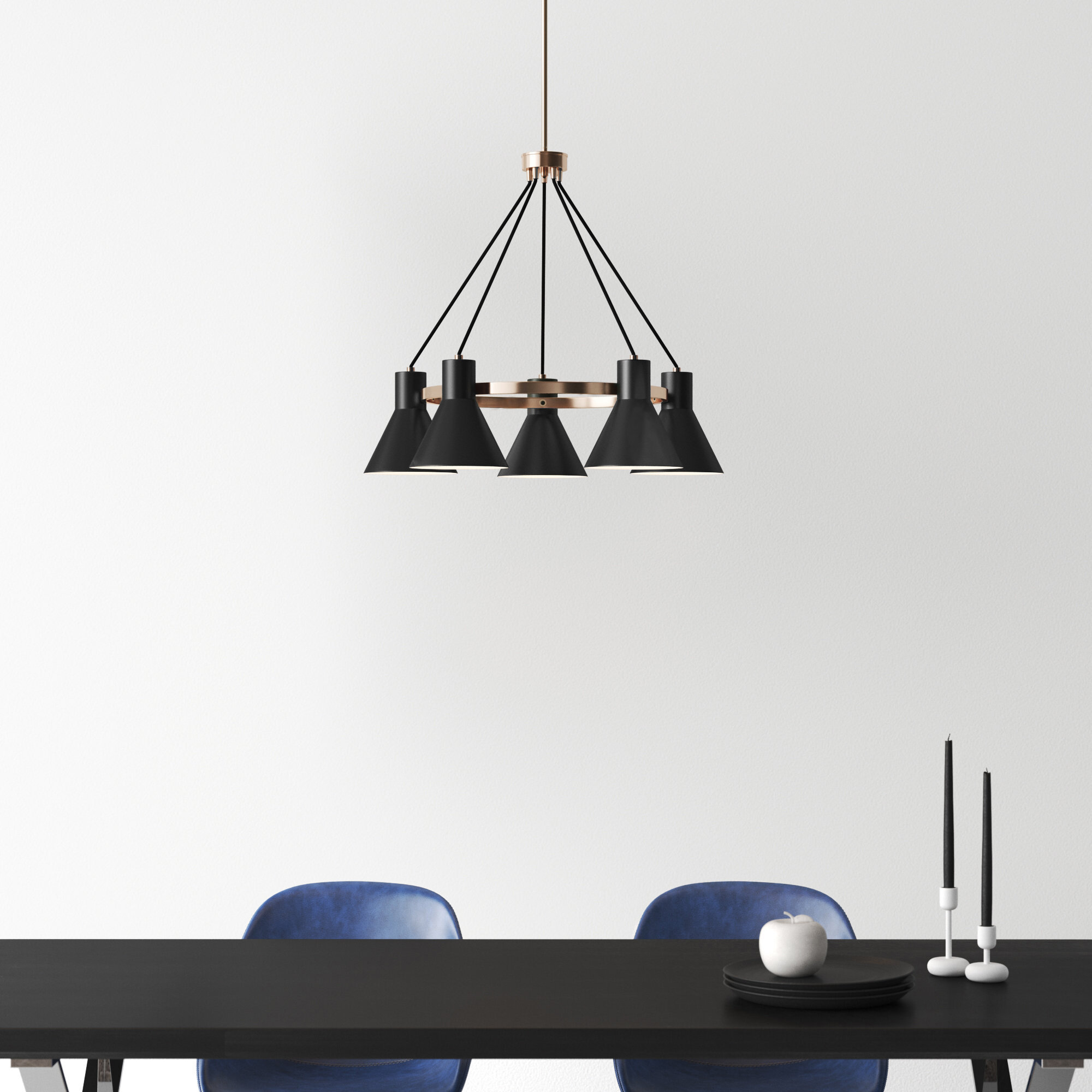 Byers 5 - Light Wagon Wheel Chandelier, Satin Bronze, No