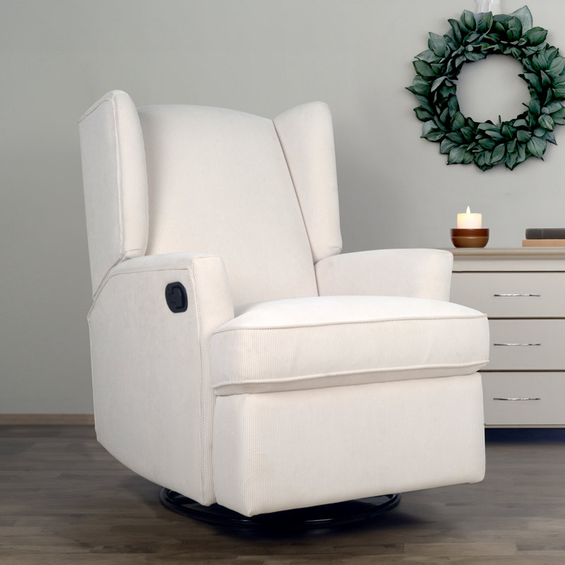 Swivel Reclining Glider, Ivory Corduroy