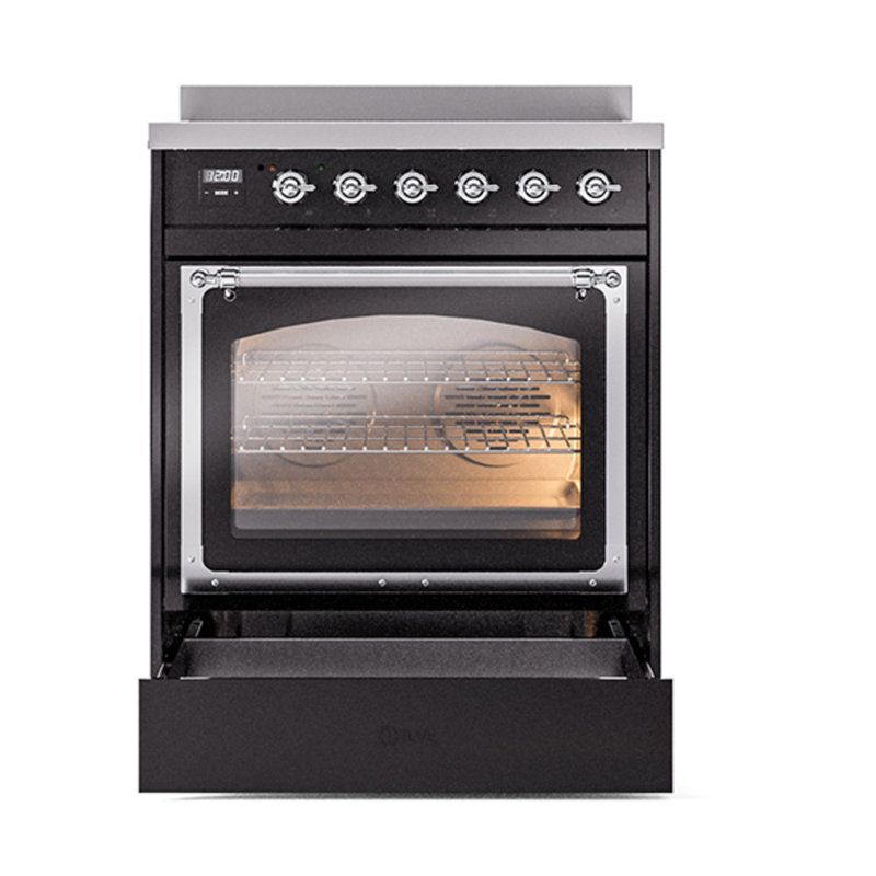 ILVE Nostalgie II Noblesse 30 in Induction Range, Glossy Black/Chrome