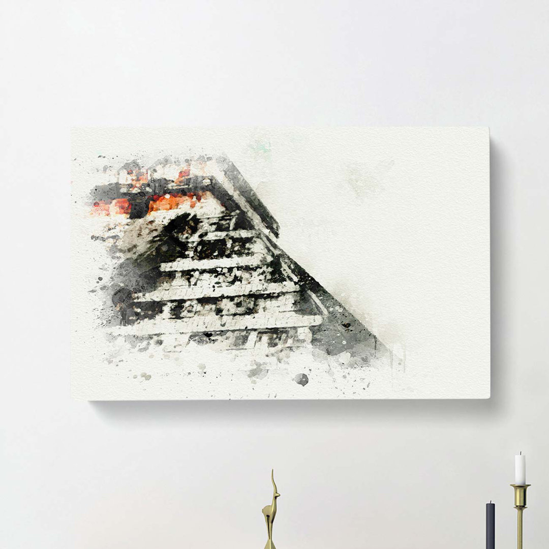 Mayan Pyramids Of Chichen Itza In Abstract - Wrapped Canvas
