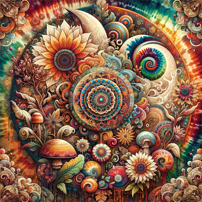 Twin Psychedelic Floral Huddle Duvet Cover Set with Pillow Sham