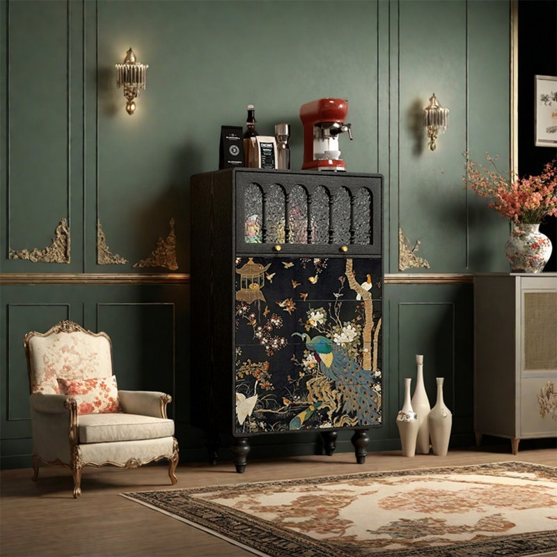 Four Drawer One Door Wooden Storage Cabinet