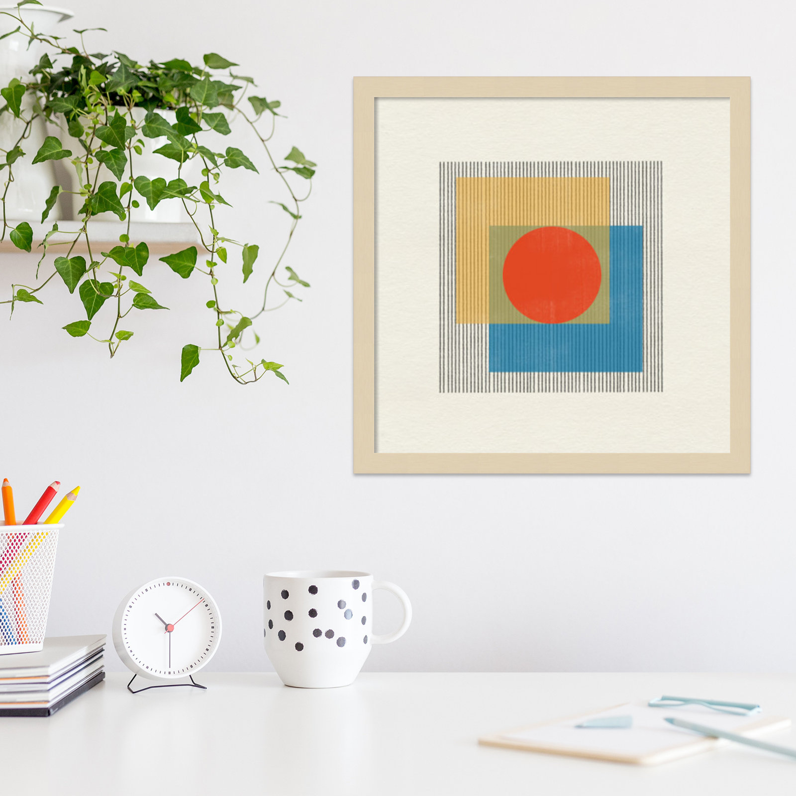 Midcentury Modern Object No 3 Print, Brown, 17" H x 17" W x 1" D